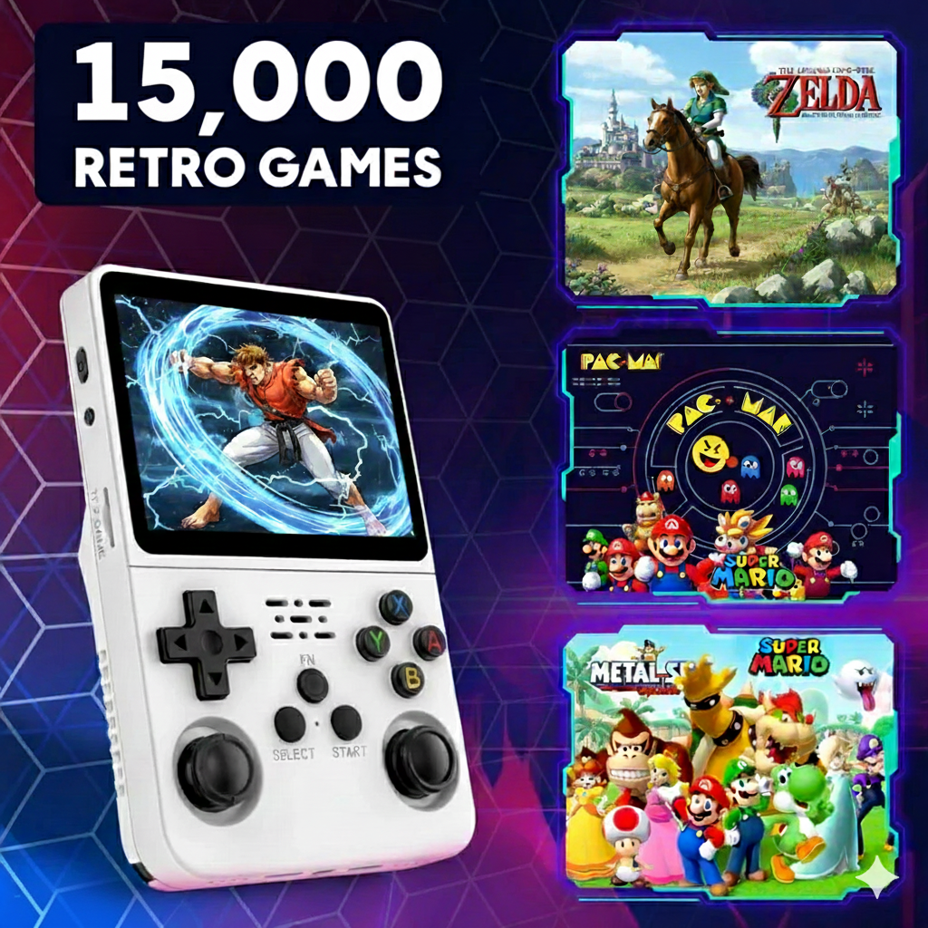 Voxxia Pocket™ 15.000+ Gier | Ekran IPS | Przenośna konsola | Retro Gry | Mocna Bateria